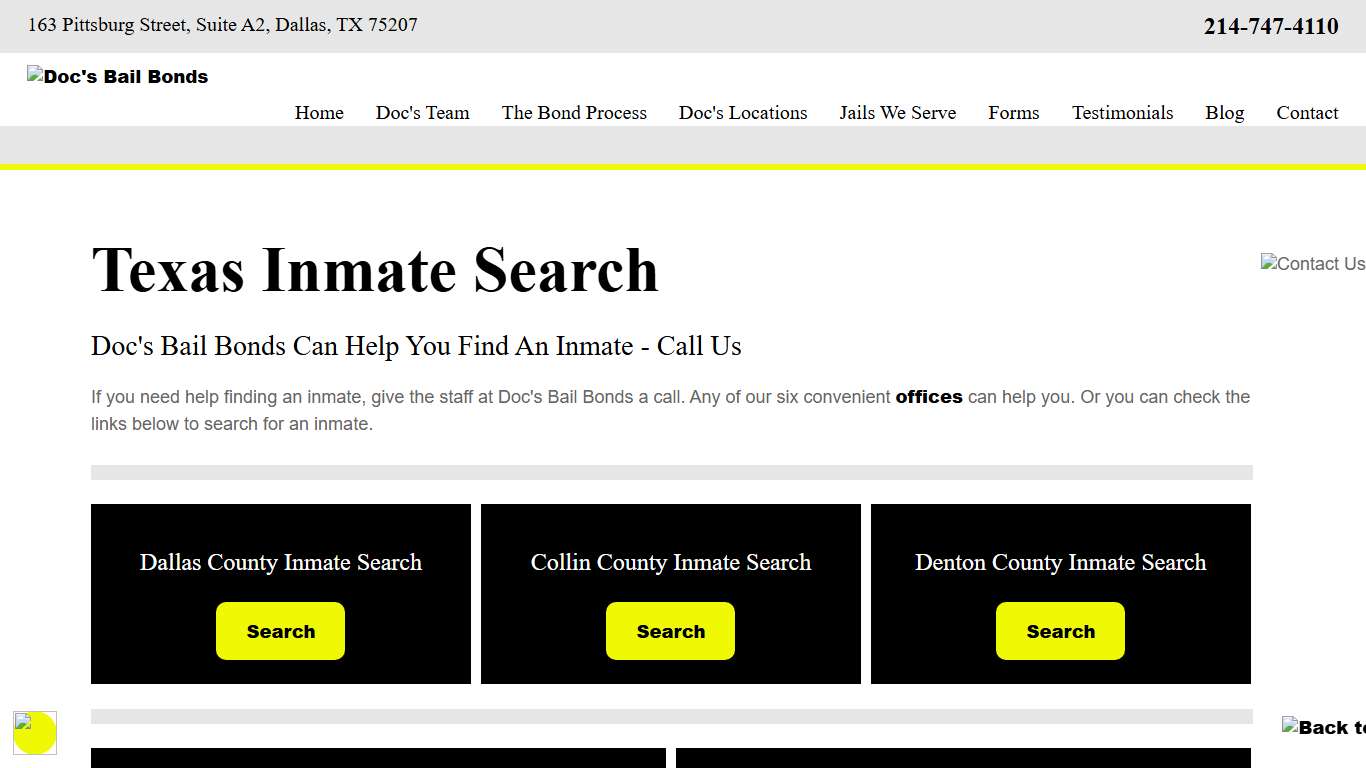 Online Texas Inmate Search | Doc's Bail Bonds | Denton County | Collin County