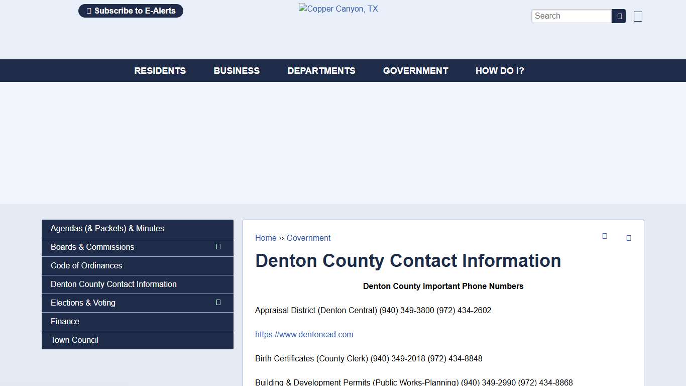 Denton County Contact Information | Copper Canyon, TX