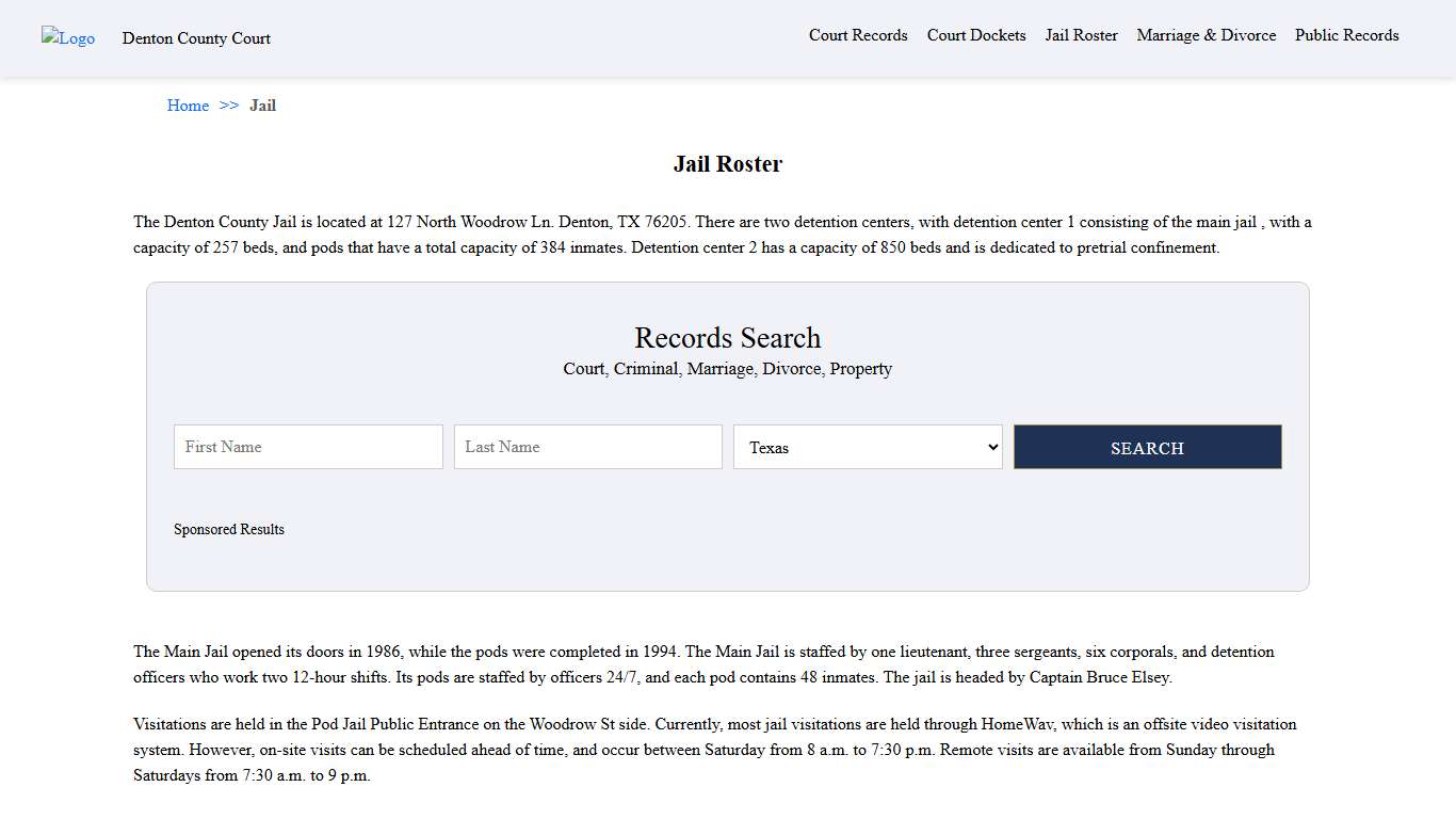 Jail Roster | Denton County Court